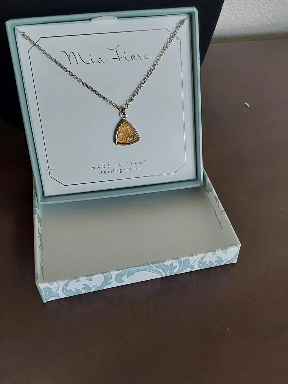 Mia Fiore Yellow Druzy Triangle Pendant Necklace‎ in Sterling Silver